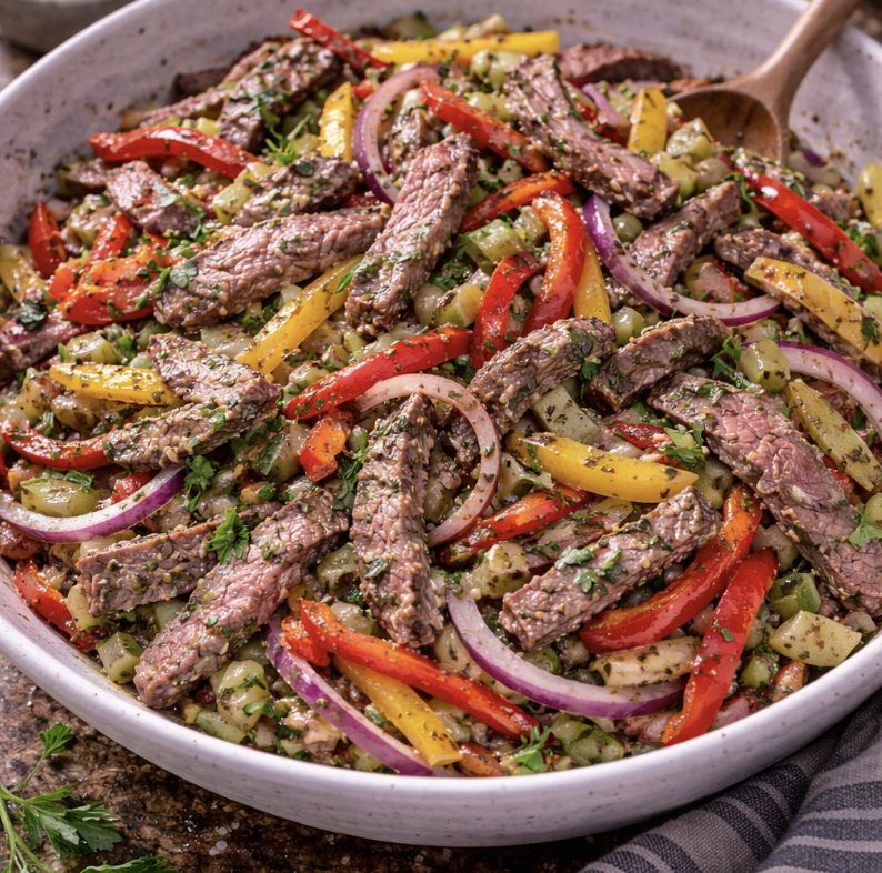 Rindfleischsalat mit Paprika & Zwiebeln_6