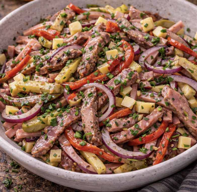 Bayerischer Wurstsalat mit Essiggurken_6