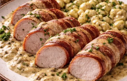 Schweinefilet im Speckmantel mit Rahmsoße_6