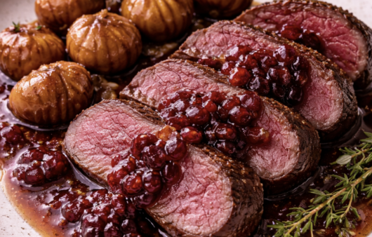 Rehrücken mit Preiselbeersauce & Maronen_6