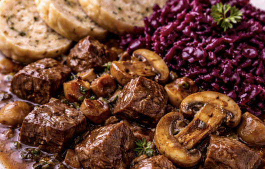 Hirschragout mit Pilzen & Rotkohl_6