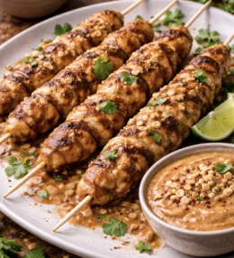 Hähnchen-Satay mit Erdnusssauce