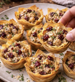 Truthahn-Cranberry-Filoteig-Törtchen