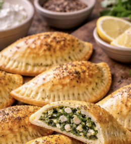 Gefüllte Teigtaschen mit Spinat und Feta
