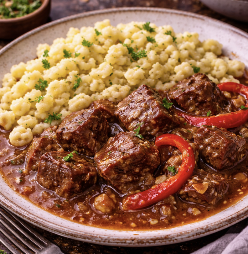 Rindergulasch mit Paprika & Spätzle_7