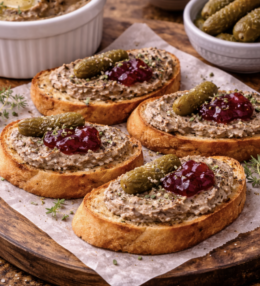 Hühnerleberpastete auf Toast