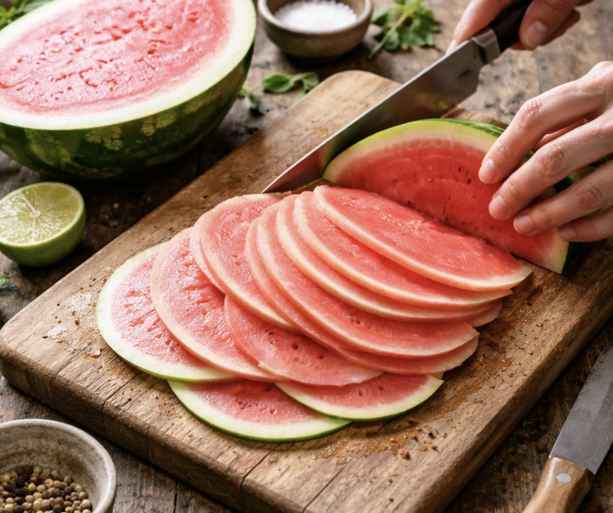 Carpaccio von der Wassermelone mit Feta & Limette_1
