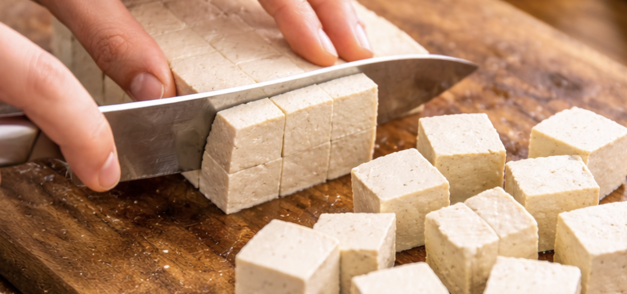 Gebratener Tofu mit Gemüse aus der Pfanne_1