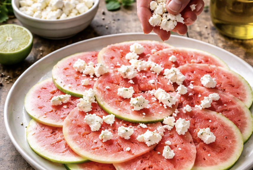 Carpaccio von der Wassermelone mit Feta & Limette_2