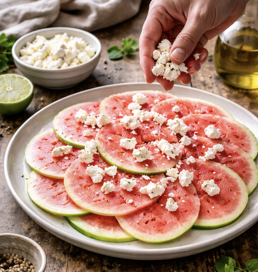 Carpaccio von der Wassermelone mit Feta & Limette_2