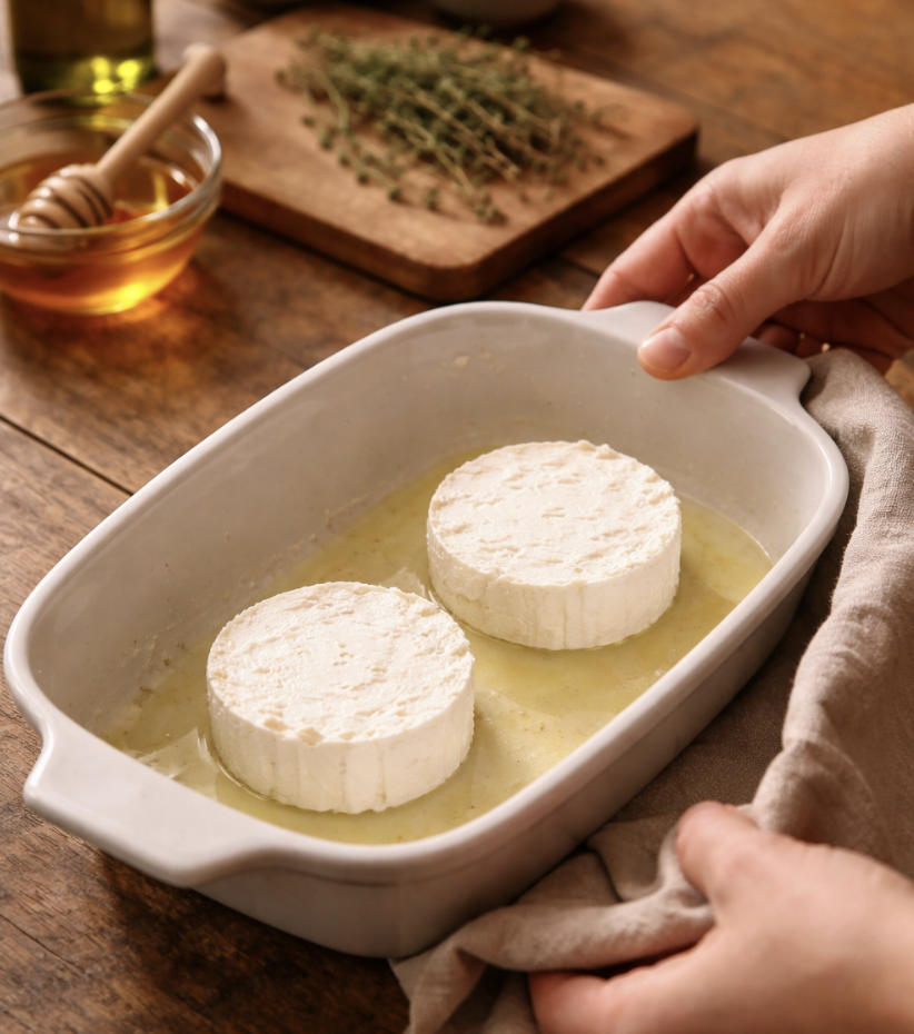Gebackener Ziegenkäse mit Honig & Thymian_2