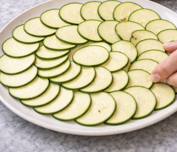 Zucchini-Carpaccio mit Parmesan und Pinienkernen_2