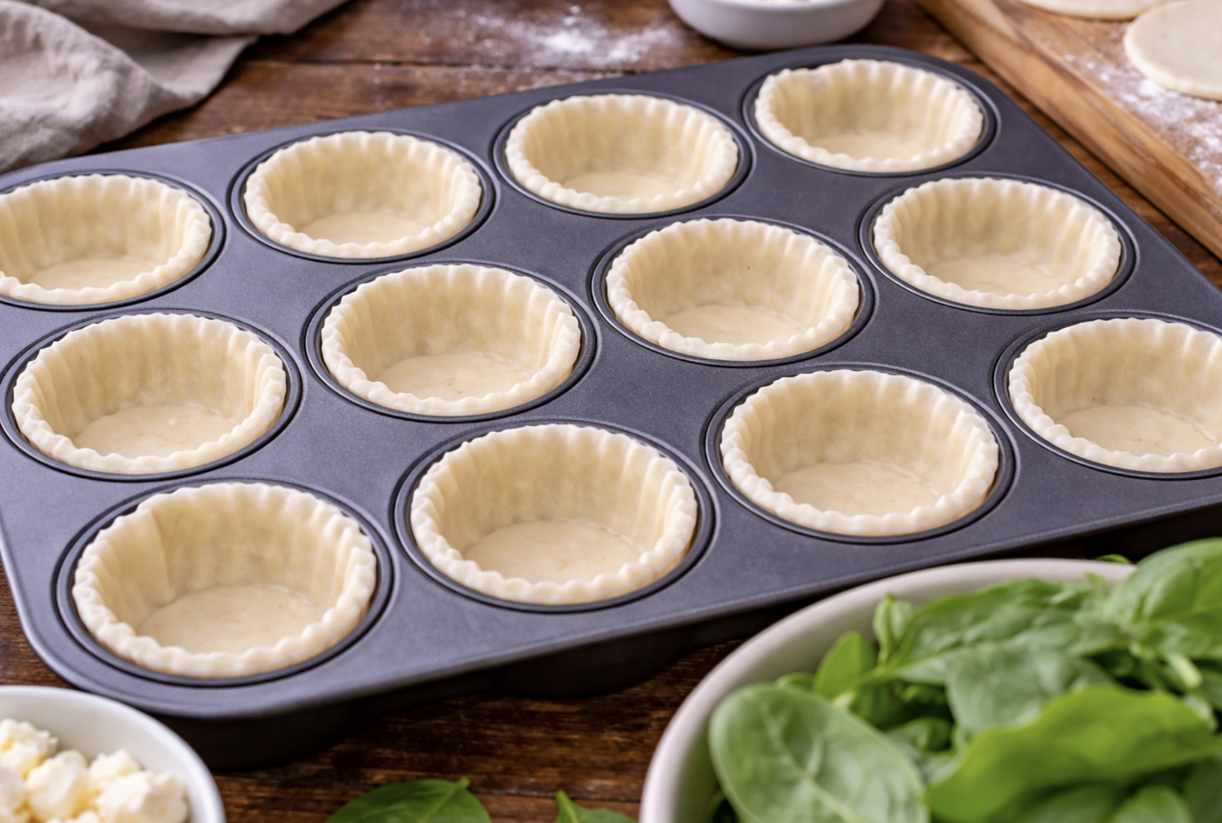 Mini-Quiches mit Spinat und Feta_3