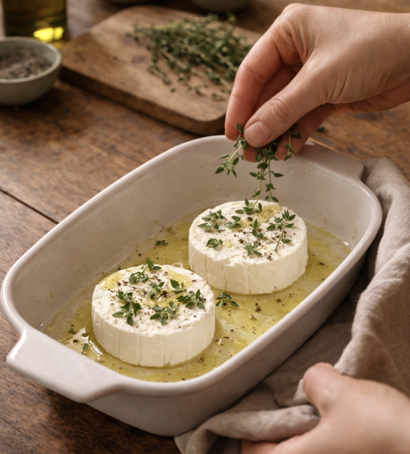 Gebackener Ziegenkäse mit Honig & Thymian_3