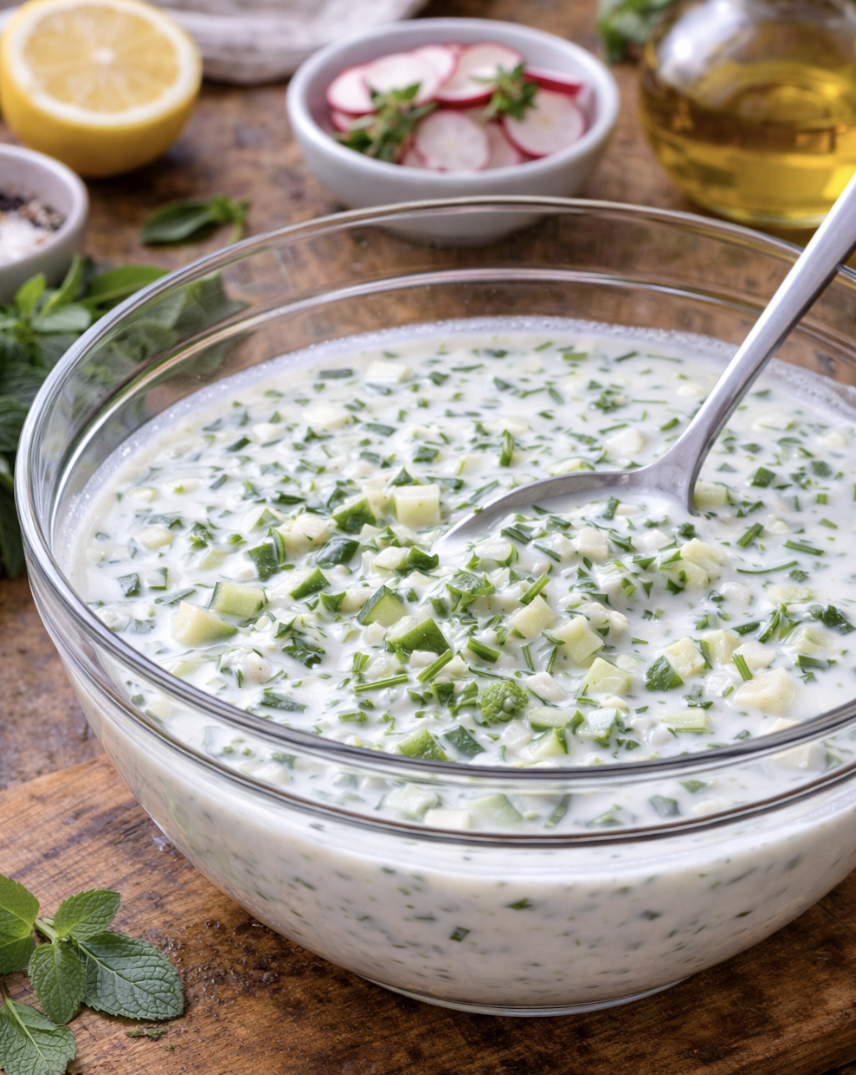 Kalte Buttermilchsuppe mit Kräutern_4