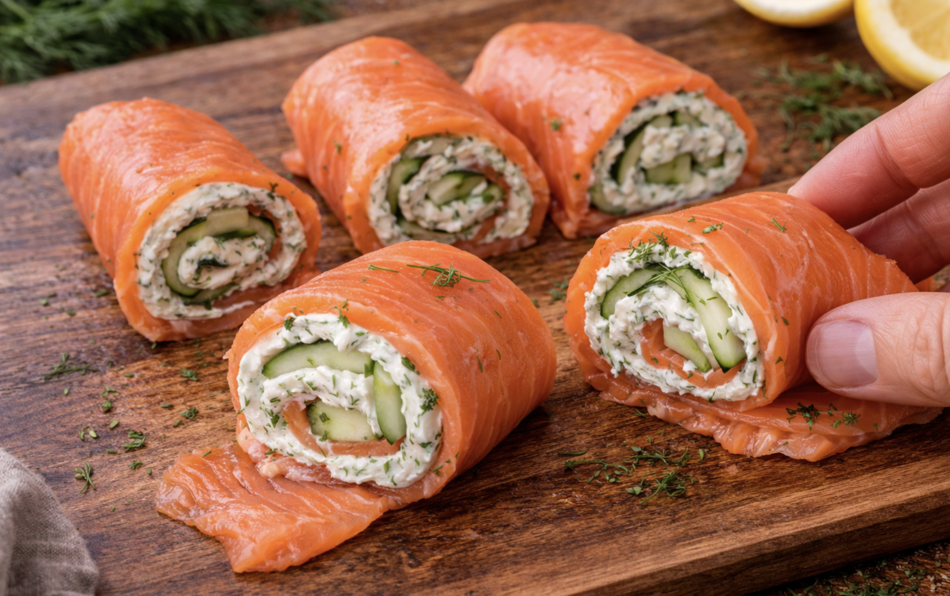 Räucherlachs-Röllchen mit Frischkäse_4