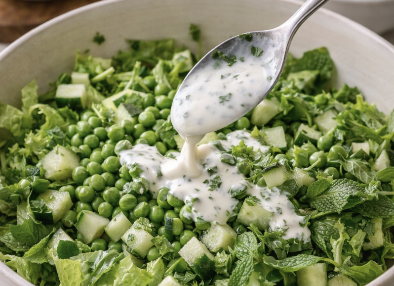 Frühlingssalat mit Erbsen und Minze_4