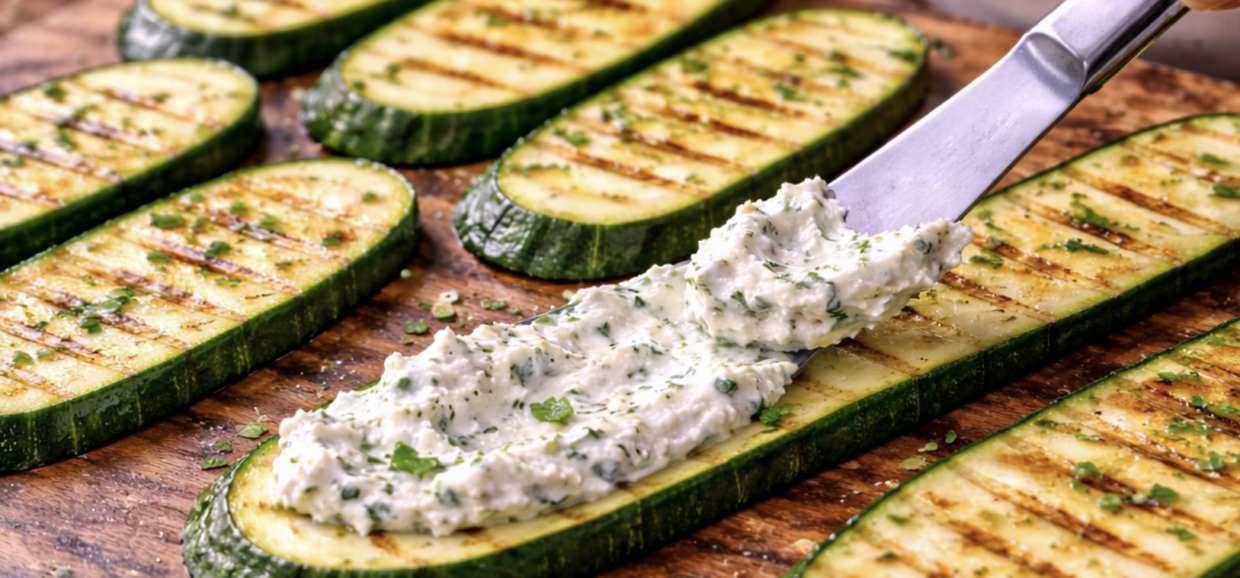 Gegrillte Zucchiniröllchen mit Frischkäse und Kräutern_4