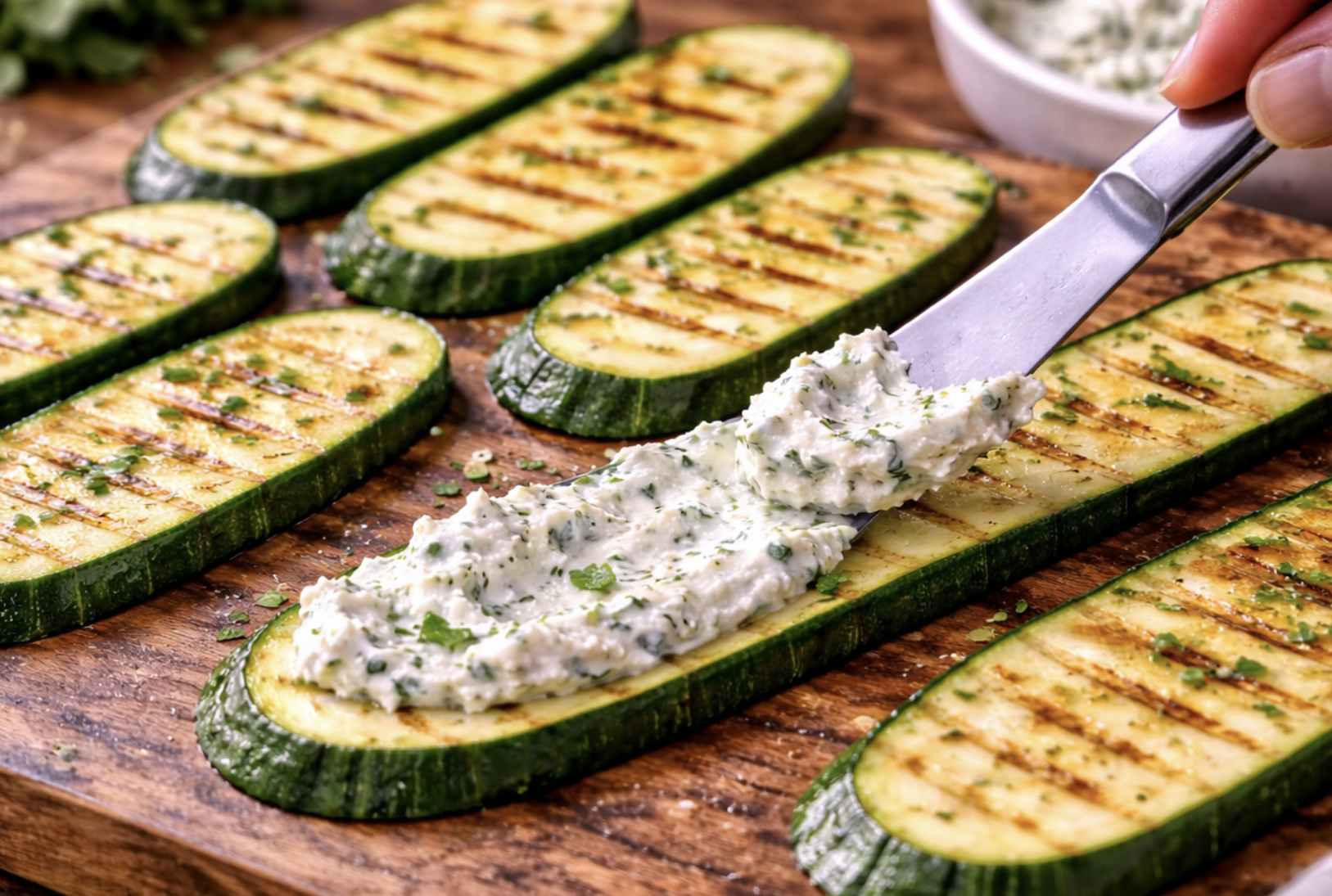 Gegrillte Zucchiniröllchen mit Frischkäse und Kräutern_4