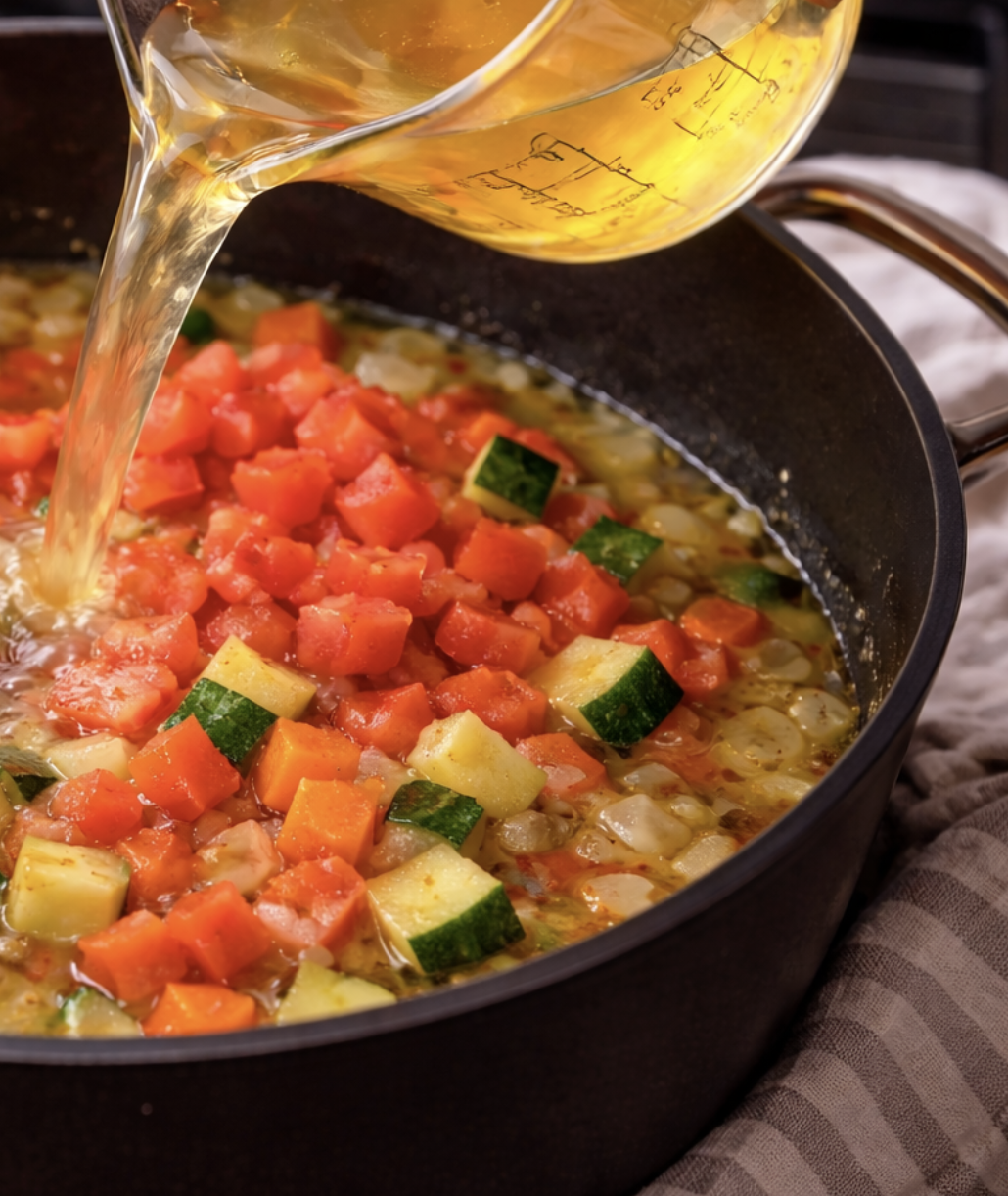 Tomaten-Gemüse-Suppe mit frischem Basilikum_4