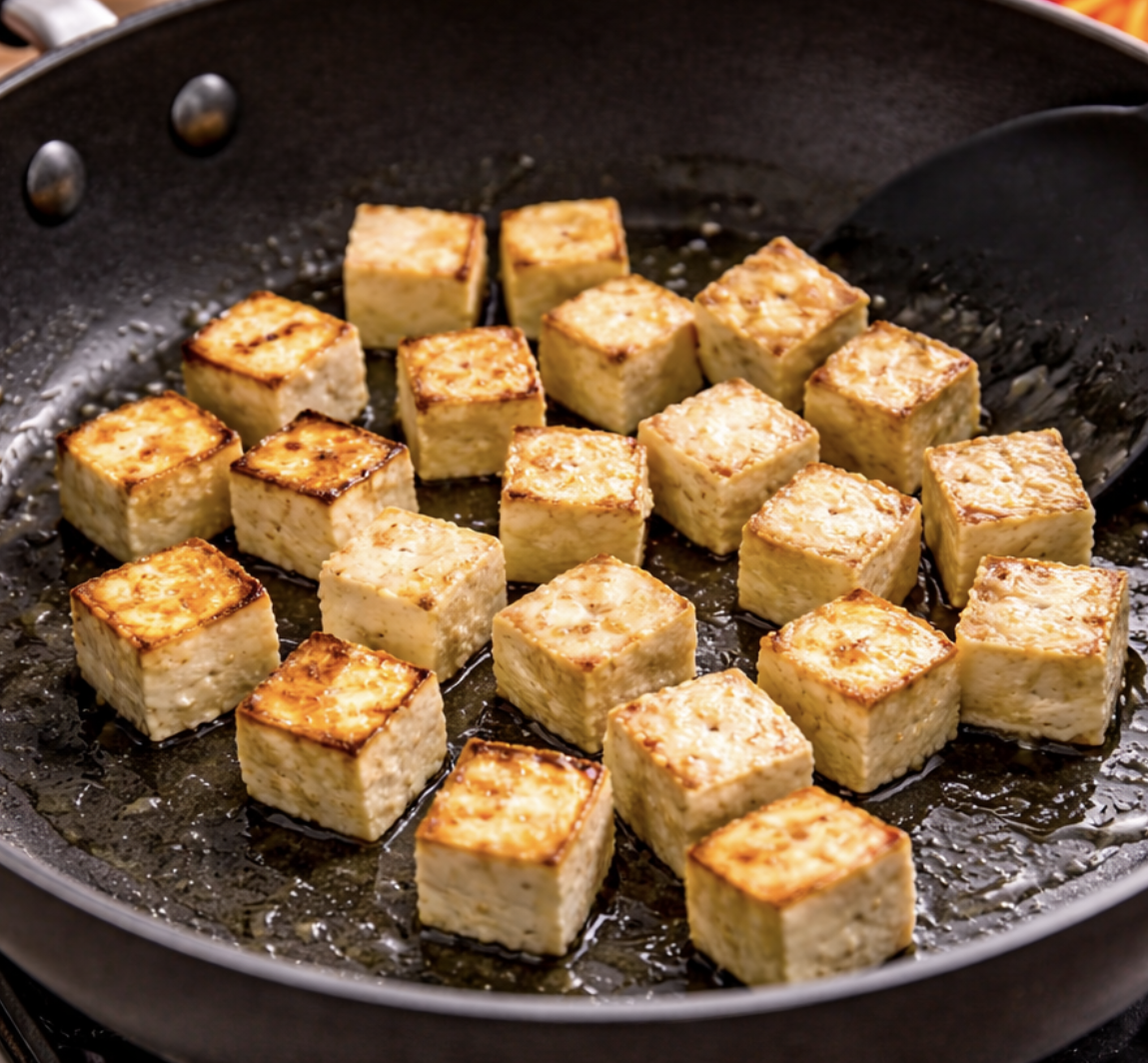 Gebratener Tofu mit Gemüse aus der Pfanne_4