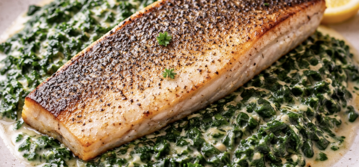 Gebratener Zander auf Rahmspinat_5