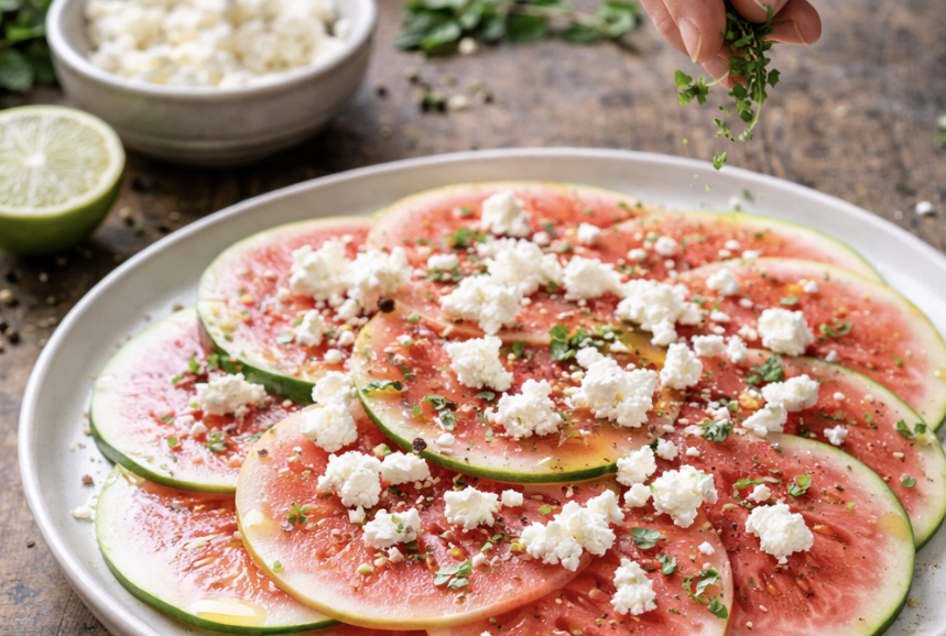 Carpaccio von der Wassermelone mit Feta & Limette_5