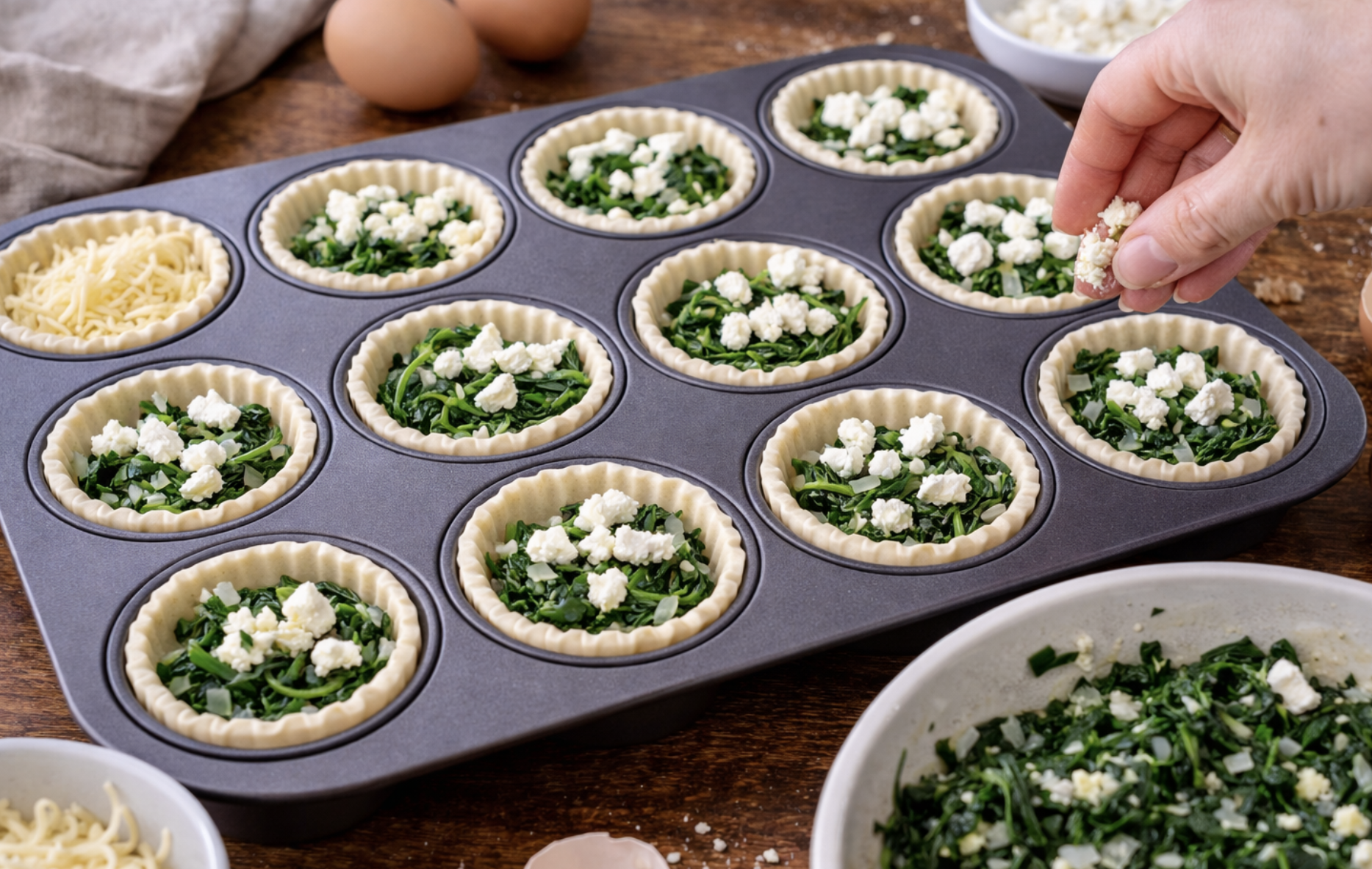 Mini-Quiches mit Spinat und Feta_7