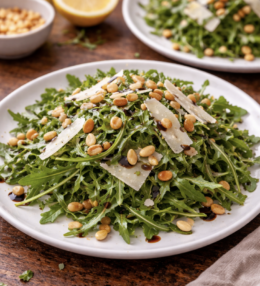Rucola-Salat mit Parmesan & Pinienkernen