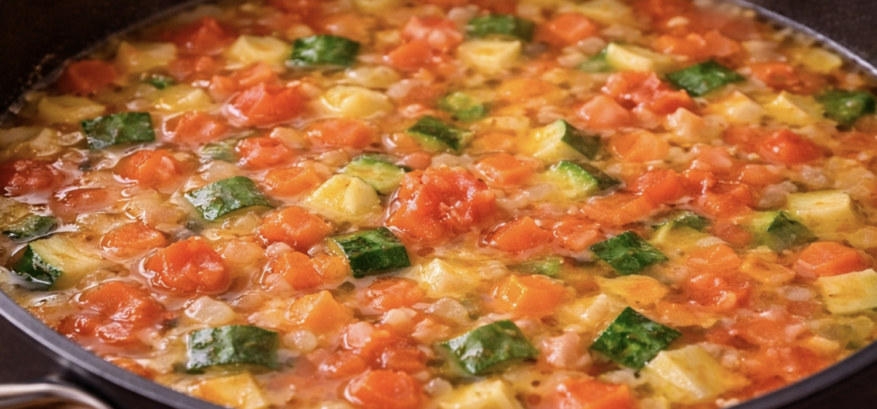 Tomaten-Gemüse-Suppe mit frischem Basilikum_5