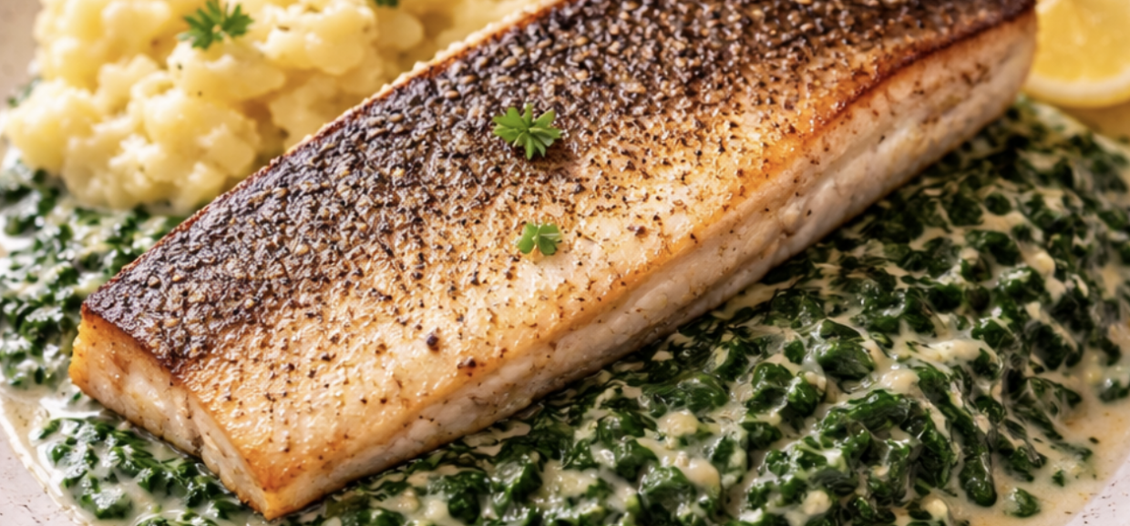 Gebratener Zander auf Rahmspinat_6