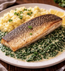 Gebratener Zander auf Rahmspinat