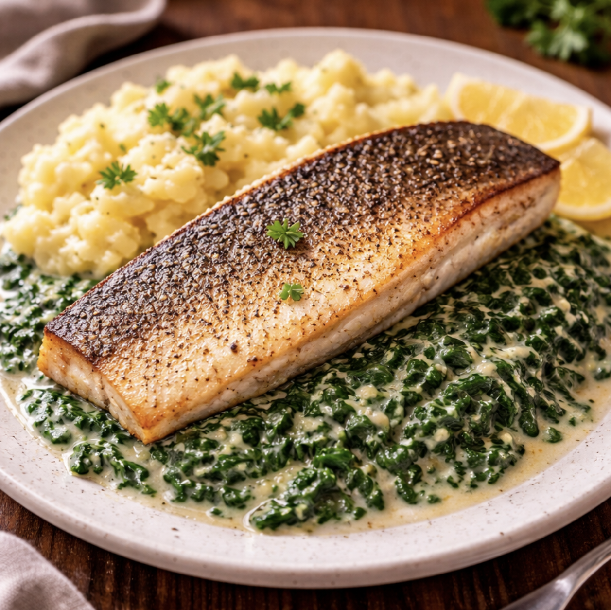 Gebratener Zander auf Rahmspinat_6