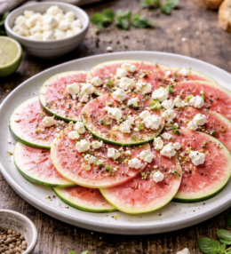 Carpaccio von der Wassermelone mit Feta & Limette