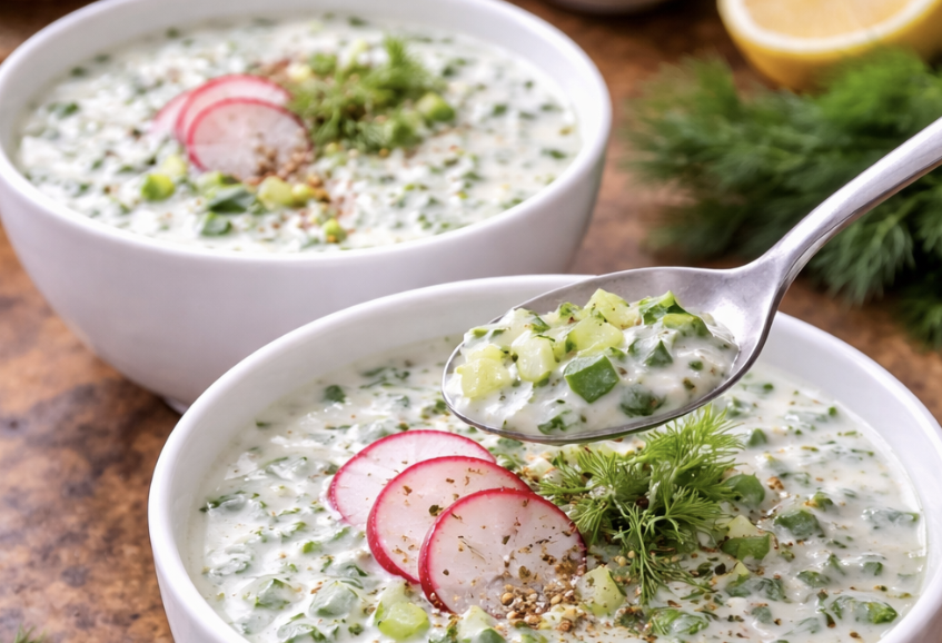 Kalte Buttermilchsuppe mit Kräutern_6