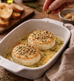 Gebackener Ziegenkäse mit Honig & Thymian