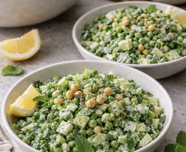 Frühlingssalat mit Erbsen und Minze_6