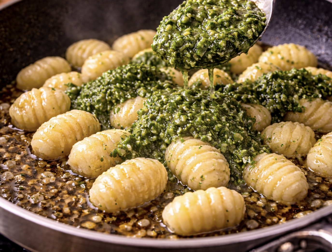 Pesto-Gnocchi mit Parmesan und Pinienkernen_6