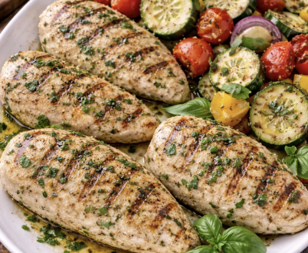 Gegrilltes Zitronen-Kräuter-Hähnchen mit Sommergemüse_6