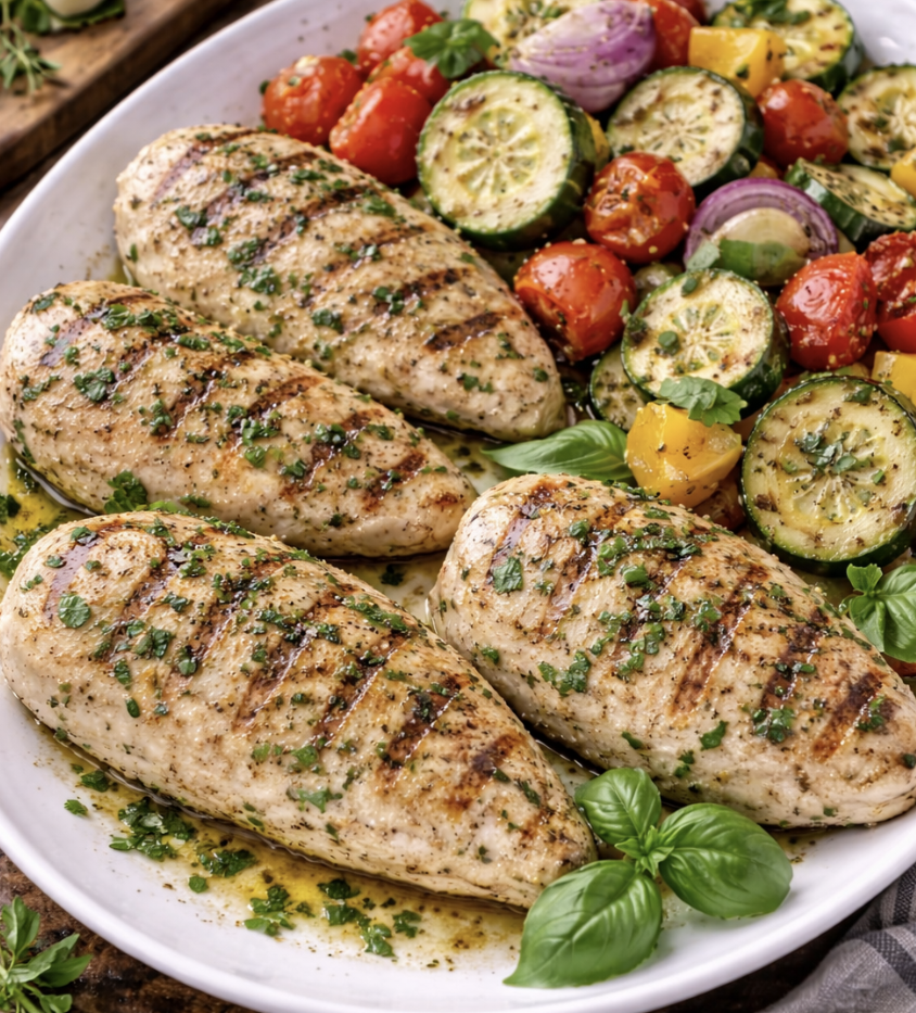 Gegrilltes Zitronen-Kräuter-Hähnchen mit Sommergemüse_6