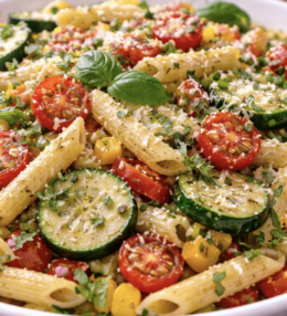 Pasta Primavera mit frischem Gartengemüse