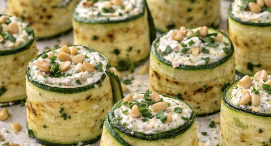 Gegrillte Zucchiniröllchen mit Frischkäse und Kräutern_6