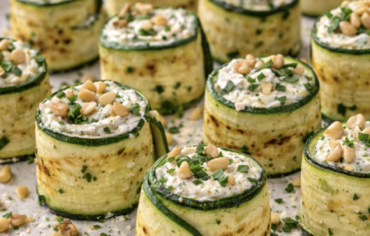 Gegrillte Zucchiniröllchen mit Frischkäse und Kräutern_6