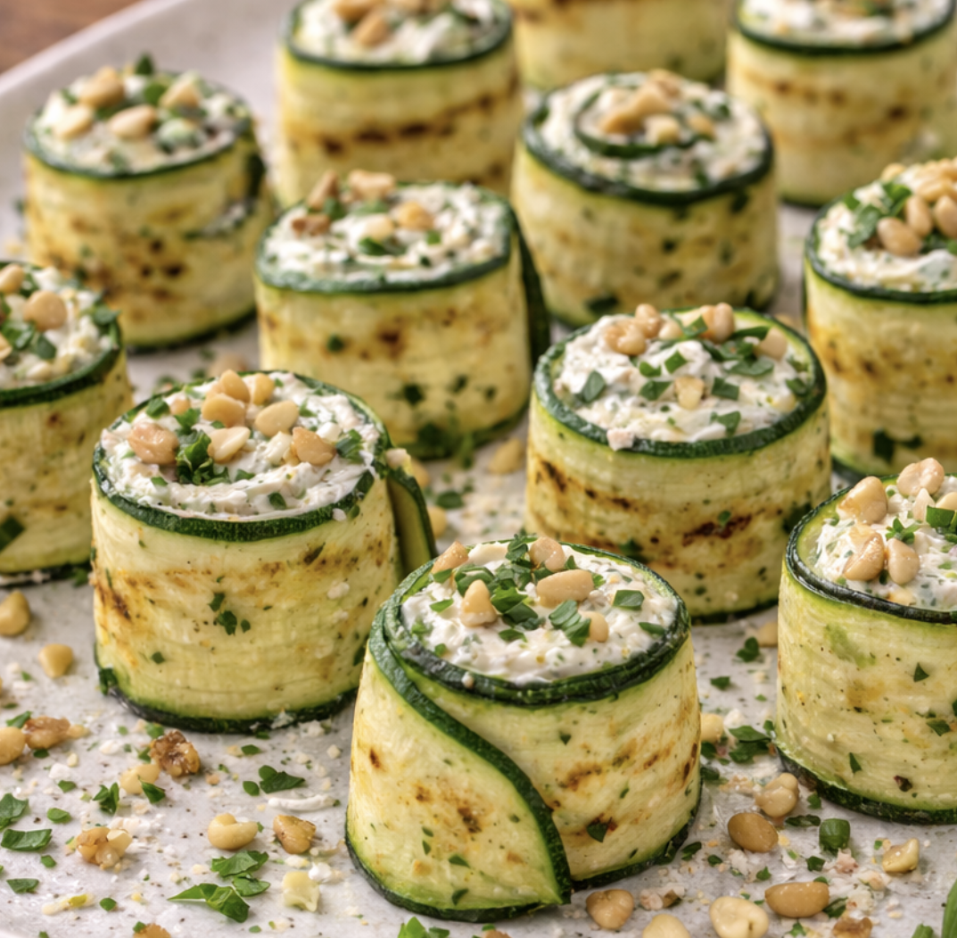 Gegrillte Zucchiniröllchen mit Frischkäse und Kräutern_6