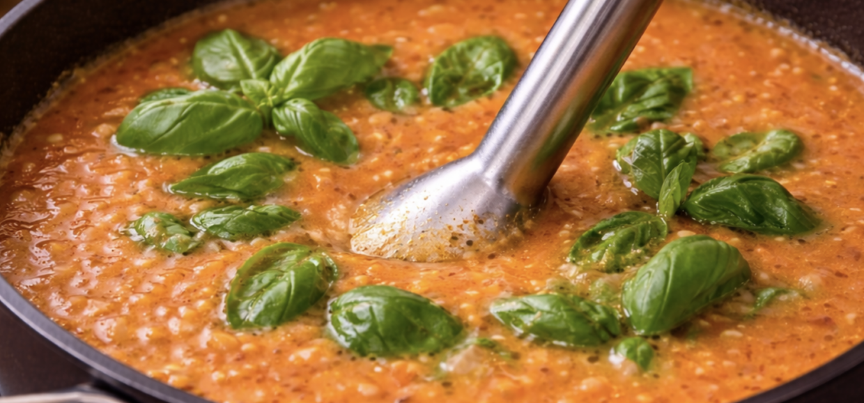 Tomaten-Gemüse-Suppe mit frischem Basilikum_6