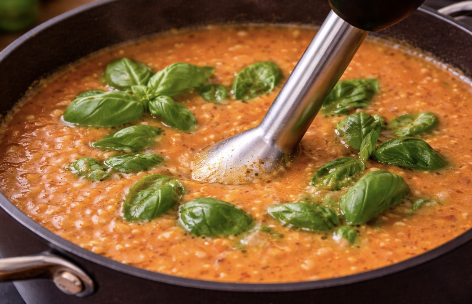 Tomaten-Gemüse-Suppe mit frischem Basilikum_6