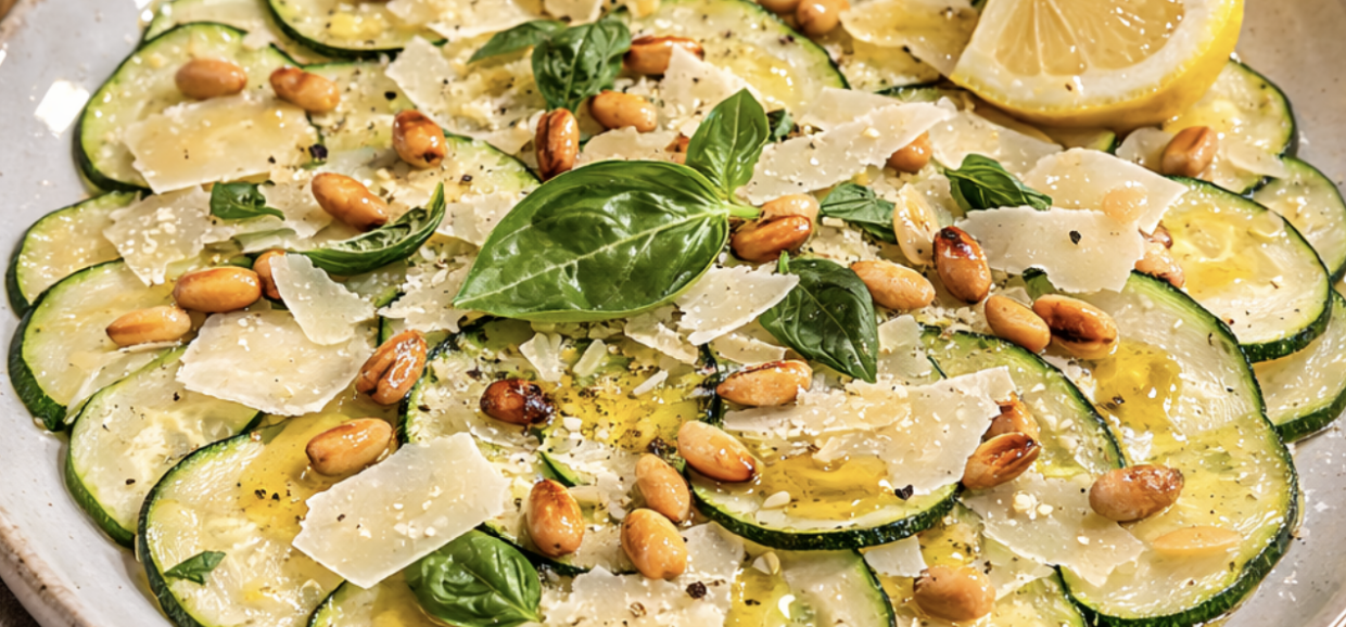 Zucchini-Carpaccio mit Parmesan und Pinienkernen_6