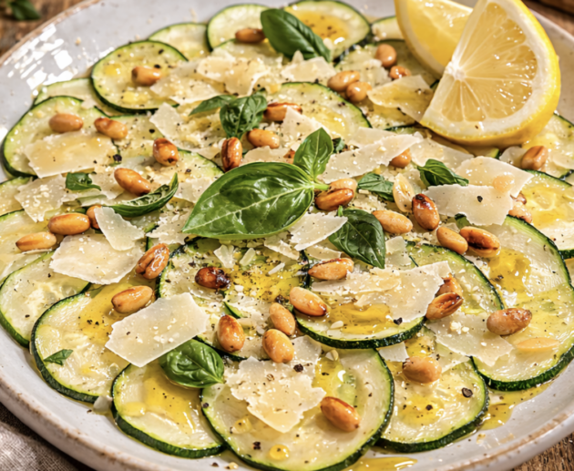 Zucchini-Carpaccio mit Parmesan und Pinienkernen_6