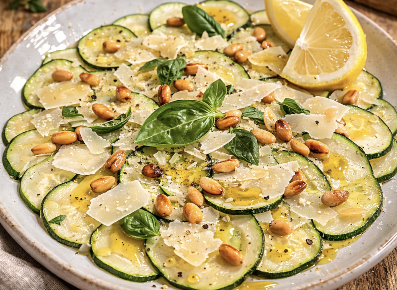 Zucchini-Carpaccio mit Parmesan und Pinienkernen_6