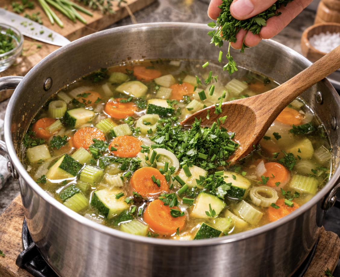 Klare Gemüsesuppe mit frischen Kräutern_6